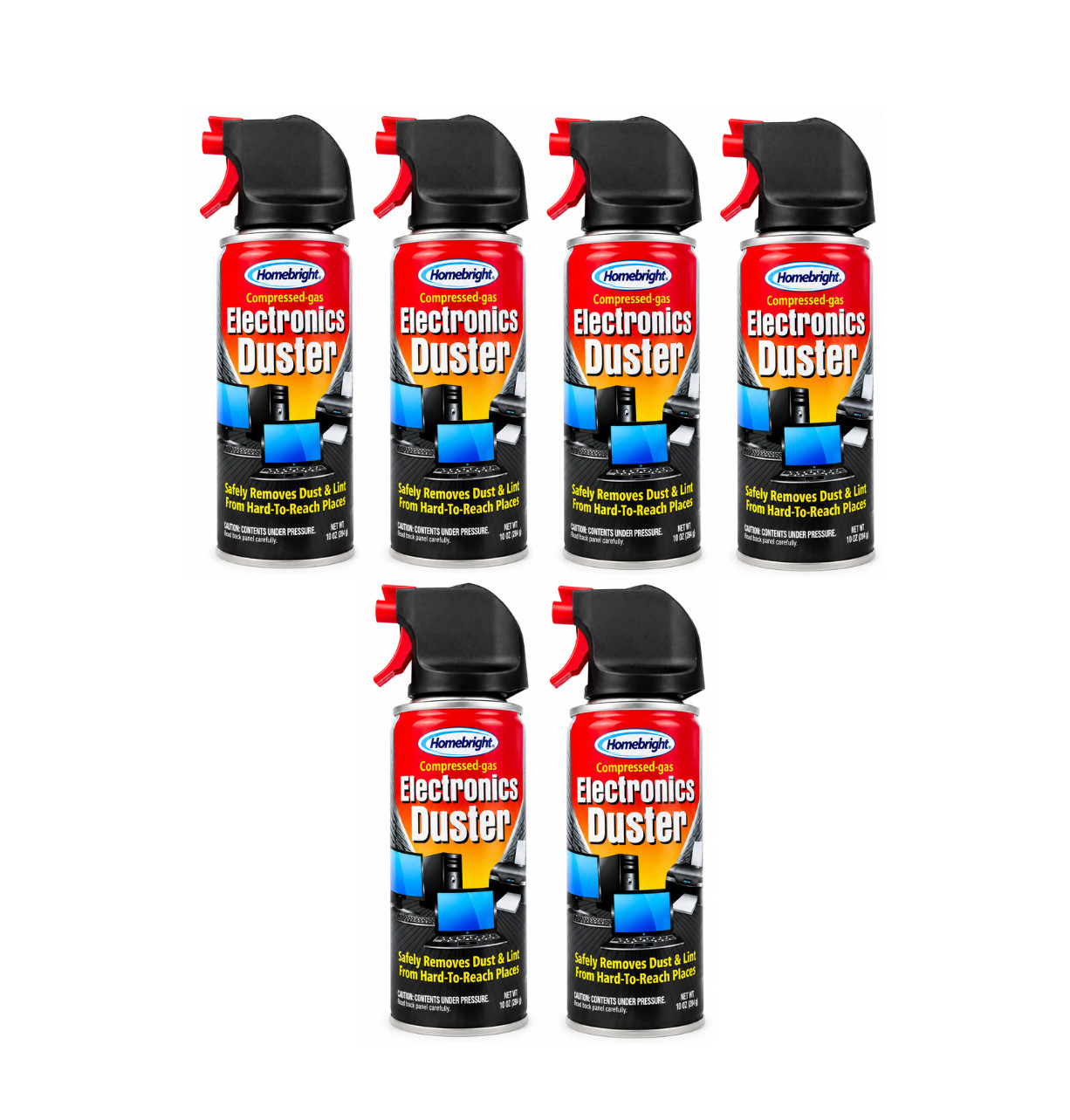 Homebright Electronics Duster 10 oz 6-Pack Compressed Gas Dust Remover