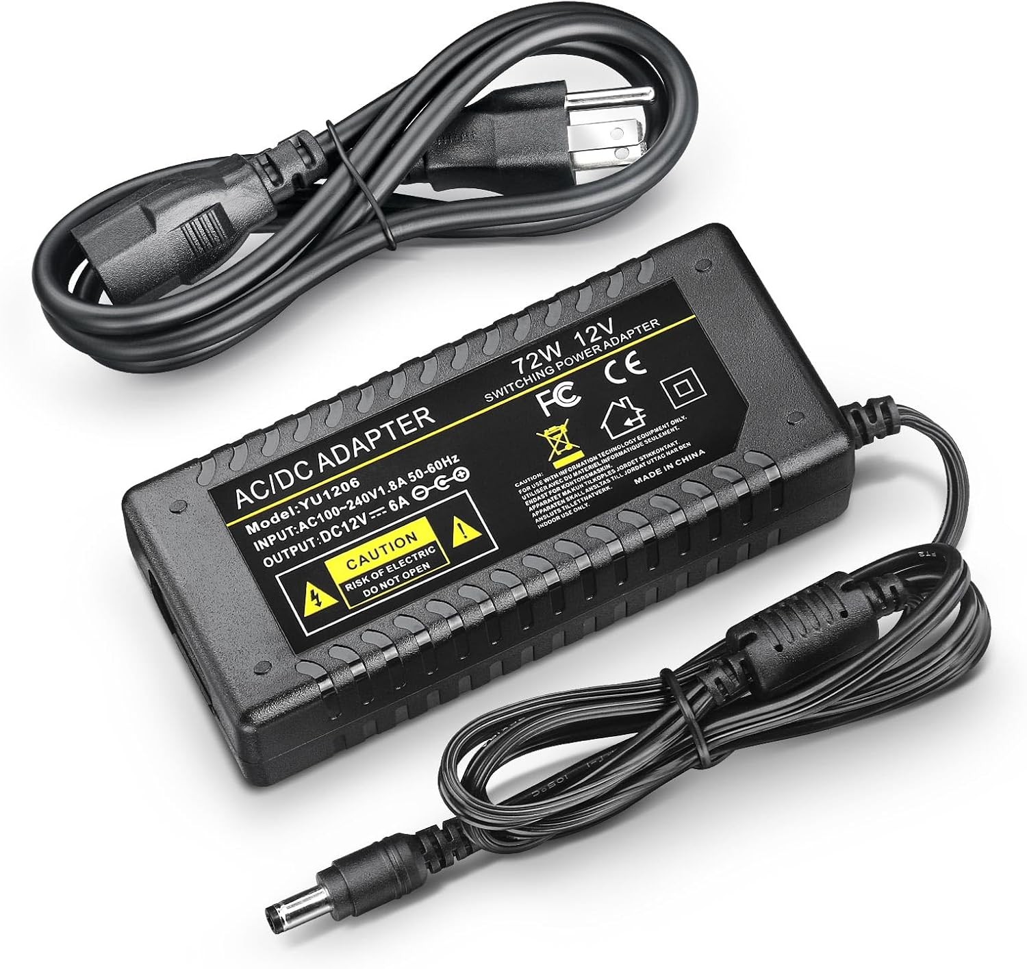 12V 6A 72W Power Supply AC/DC Adapter AC 100-240V to DC Converter 12... 