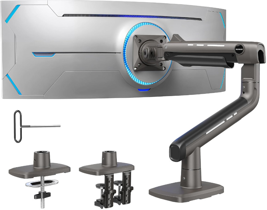 Brazo Reforzado para Monitor Curvo 17-49" VESA Ajustable de Aluminio, Nuevo