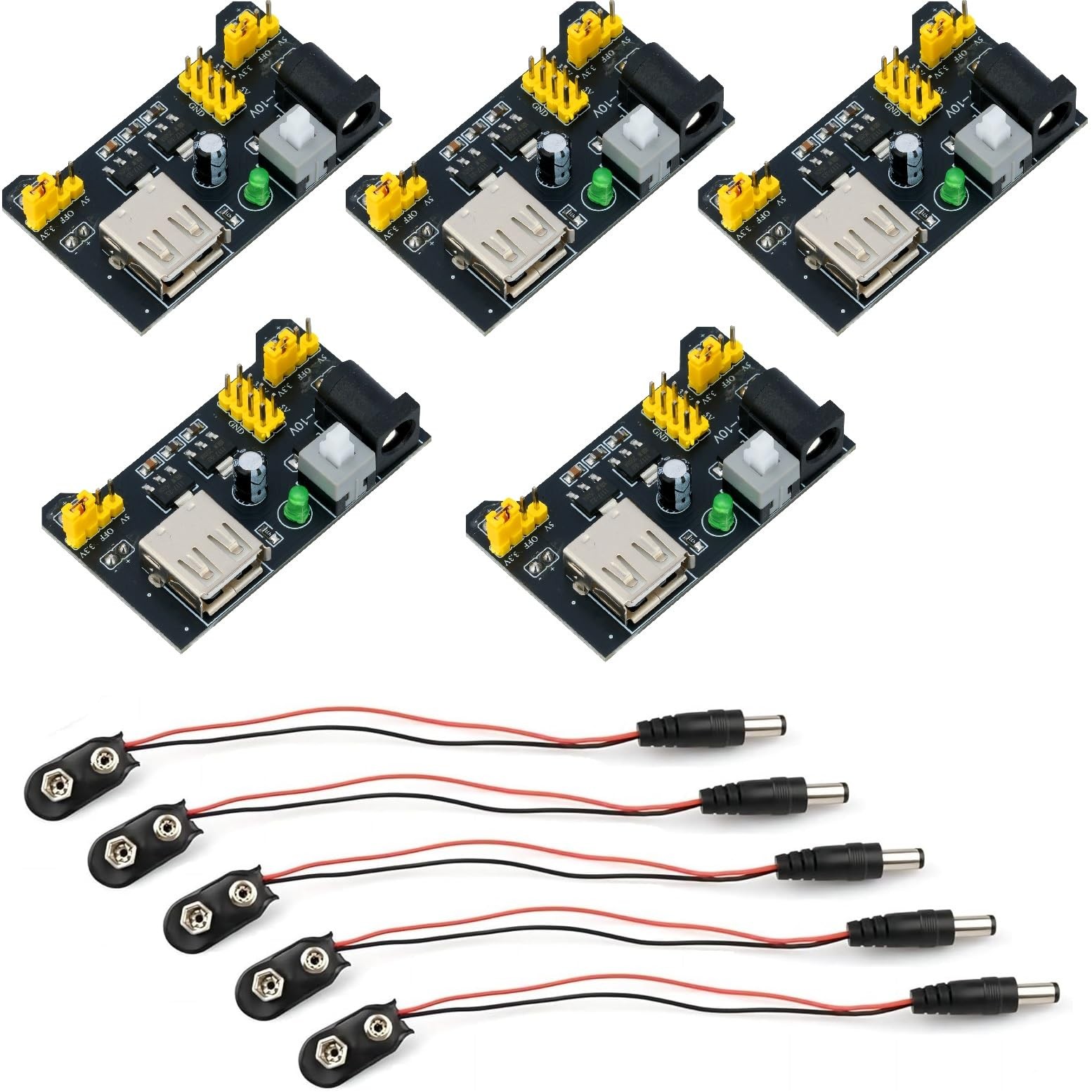 5 PCS Power Supply Module Solderless Breadboard Input 6.512V To 3.3V 5V