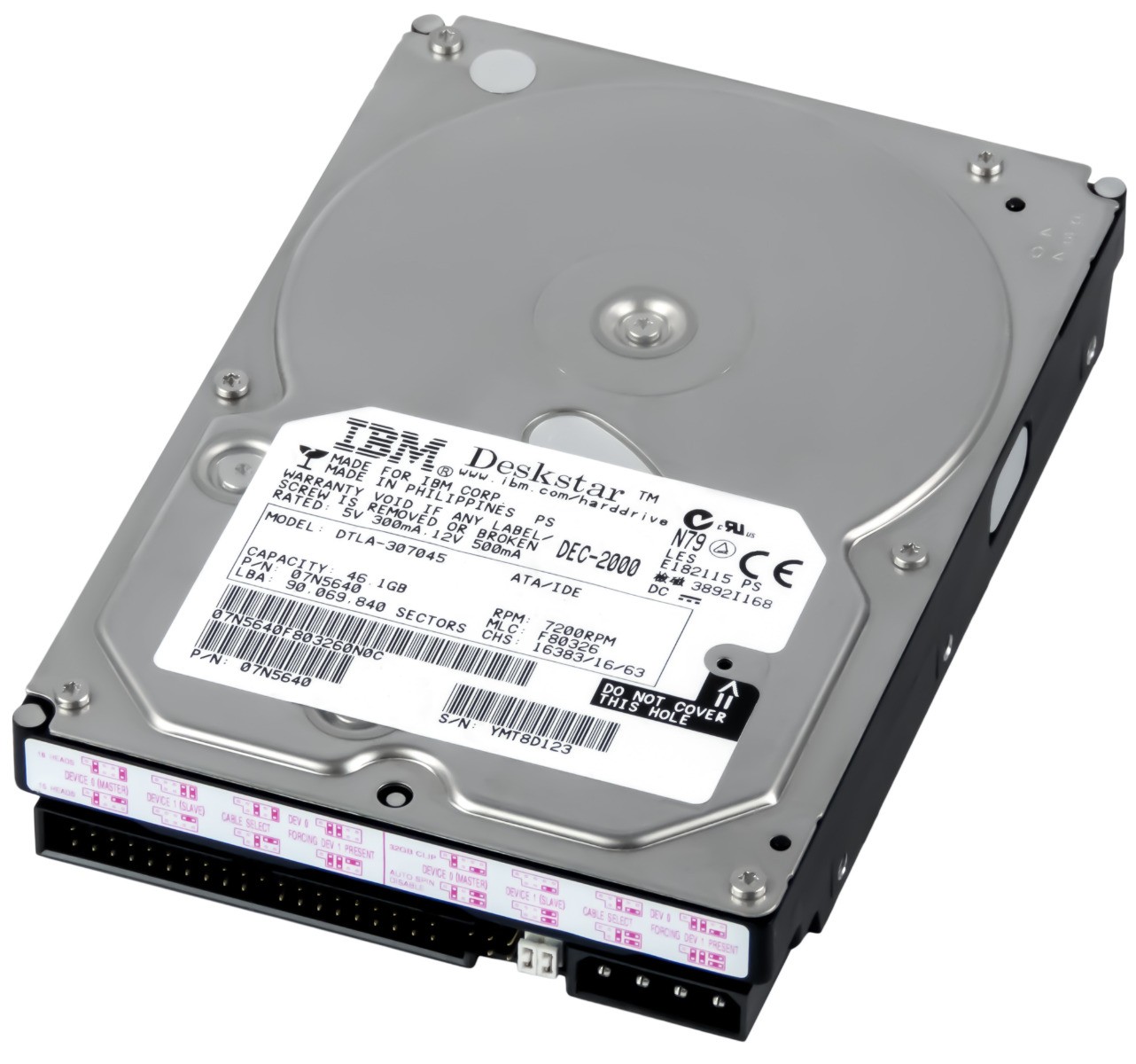 HARD DRIVE IBM DeskStar 75GXP DTLA-307045 07N5640 46.1GB 7.2K 2MB ATA 3.5''