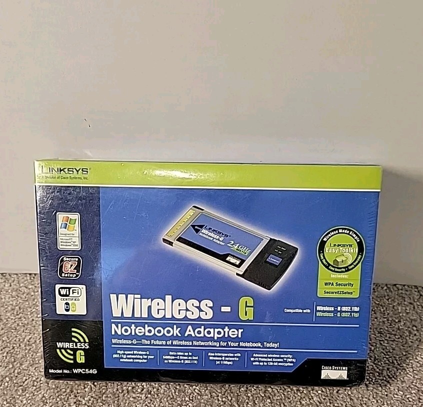 Cisco Linksys WPC54G Wireless-G Notebook Adapter CardBus Adaptor Card Laptop PC