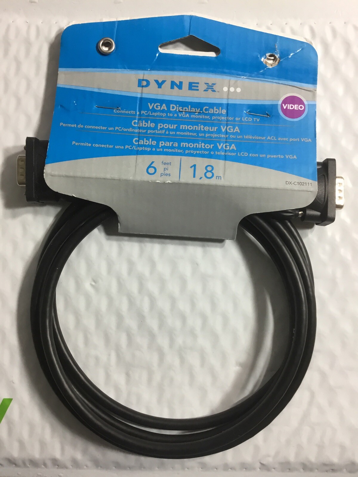 Dynex 6' ft PC VGA Display Cable - Black DX-C102111 2 male ends 