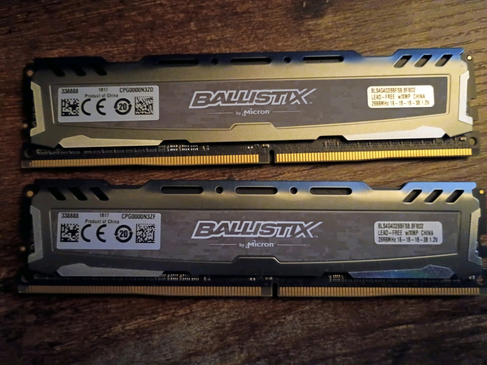 Micron Ballistix DDR4 Desktop Memory RAM 8gb 2666MHz (Two (2) 4gb Sticks)