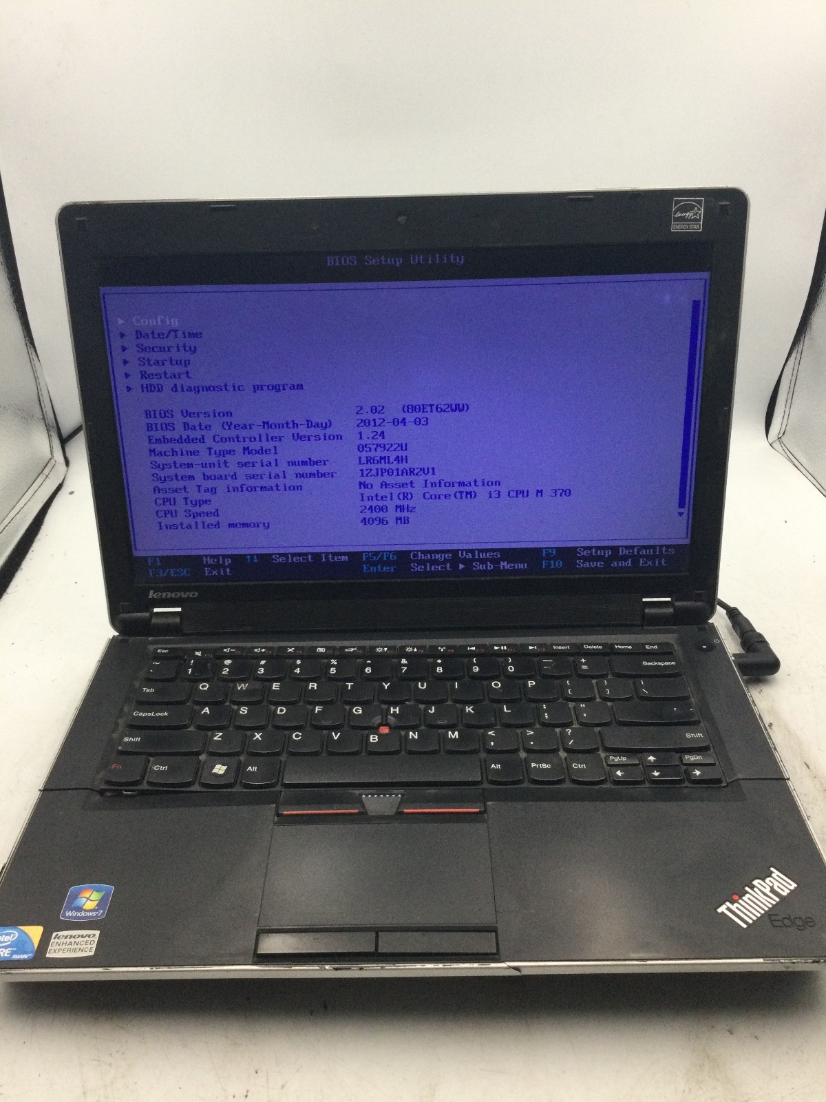 LENOVO THINKPAD EDGE 14 0578 - BOOTS TO BIOS - INTEL I3 - 4GB RAM -READ DESC-BB