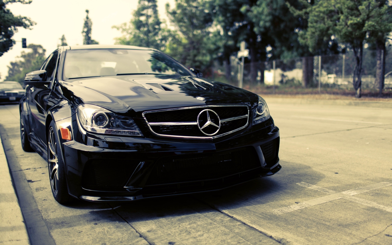 Cars black mercedes luxury Desk Mat Stitched