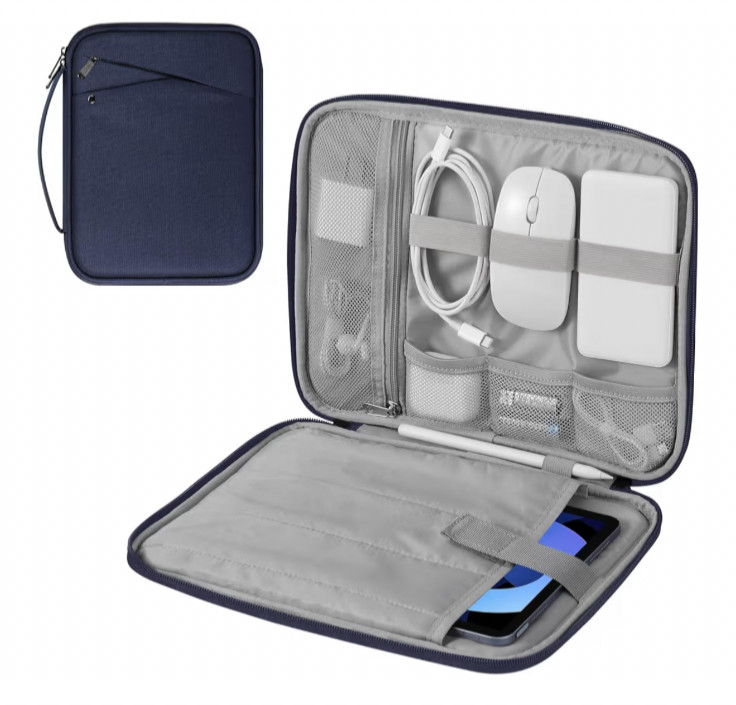 NWT MoKo 9-11in Tablet Ipad Sleeve Carrying Case W/ Handle Strap Zippers Navy 