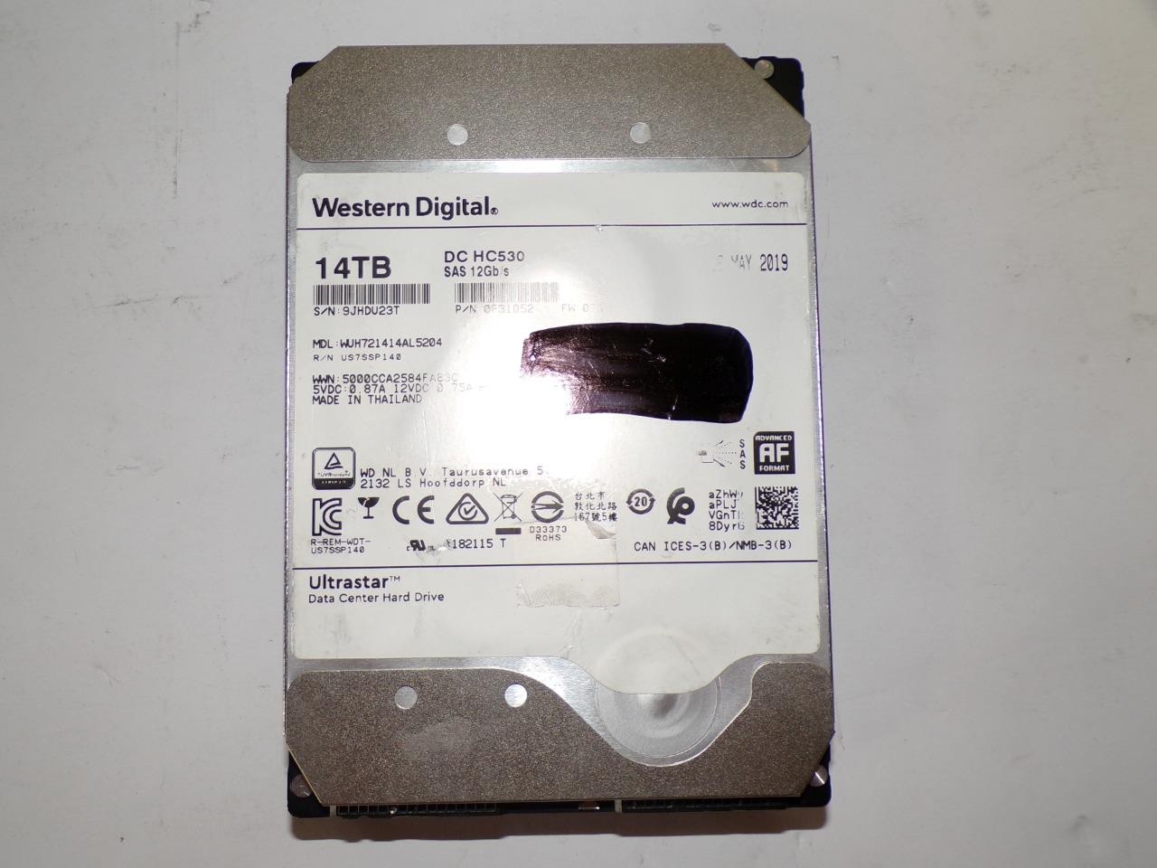 WD 14TB DC HC530 SAS 12Gb/s 3.5" HDD WUH721414AL5204 0F31052 (V6336)