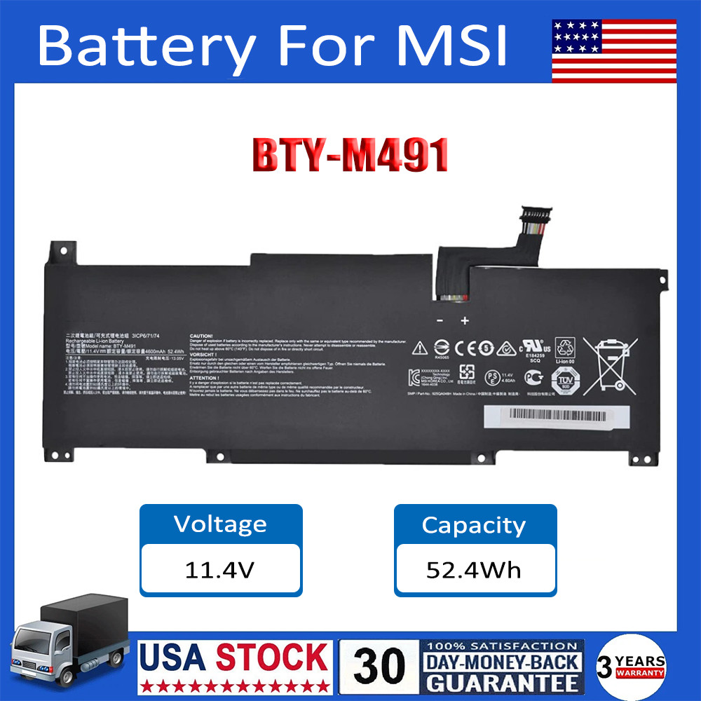 NEW BTY-M491 Battery For MSI Modern 15 A10M A11M Summit B15 A11M Stealth 15M
