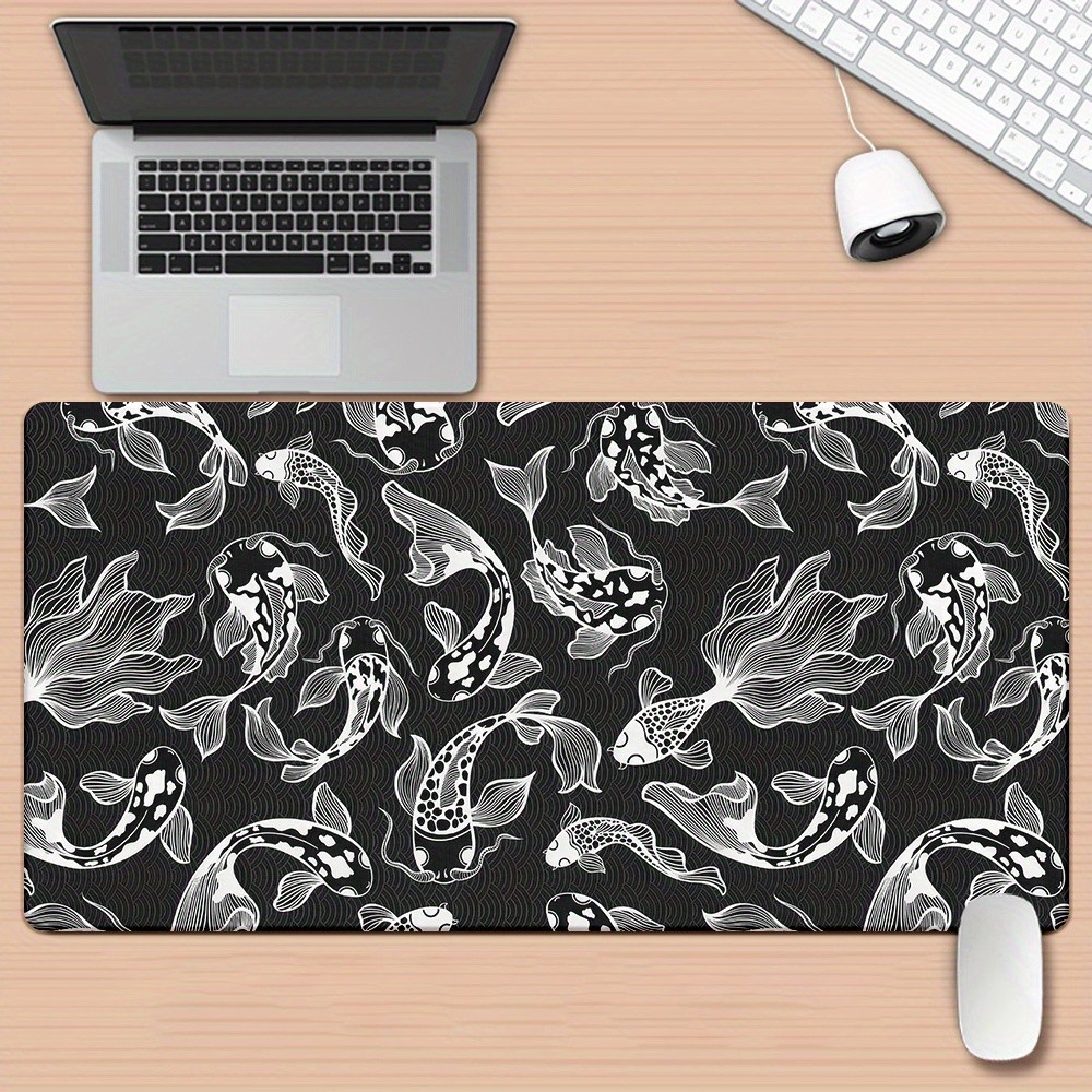 1pc, Black And White Fish Pattern High Definition Printing Desktop Pad, Multi-