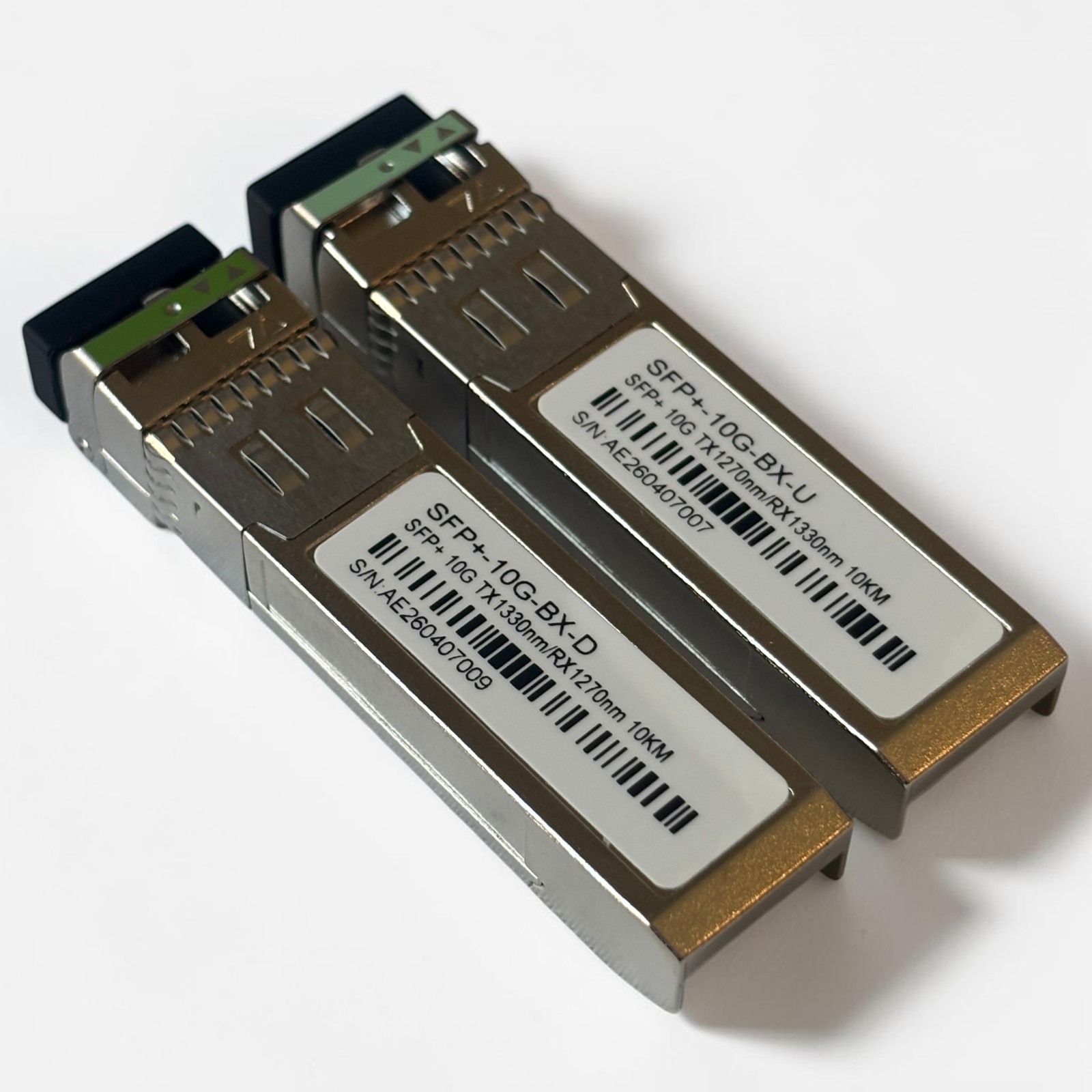 Lot of 2 SFP+ 10G BiDi Modules | BX‑U/BX‑D | 1270/1330nm 10km | Cisco Compatible