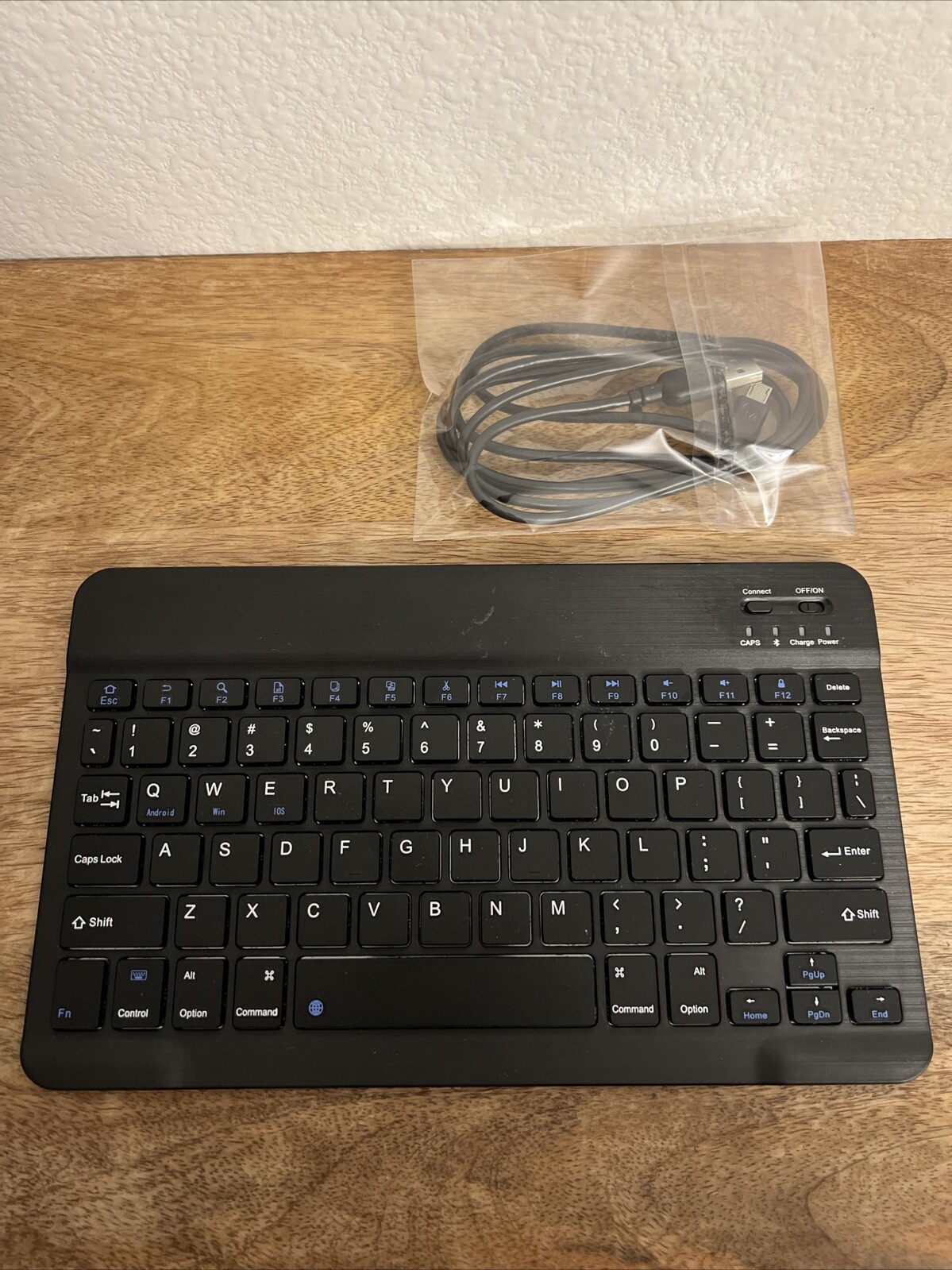 Wireless Black Bluetooth Keyboard W/ Mini USB Charging Cable 