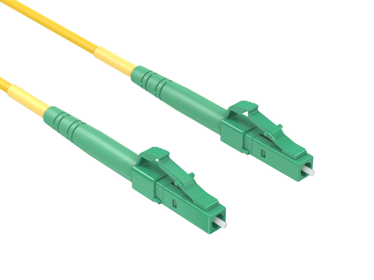 2m OS2 LC to LC APC Simplex Corning Fiber Optic Cable SingleMode 9/125 OFNR R...