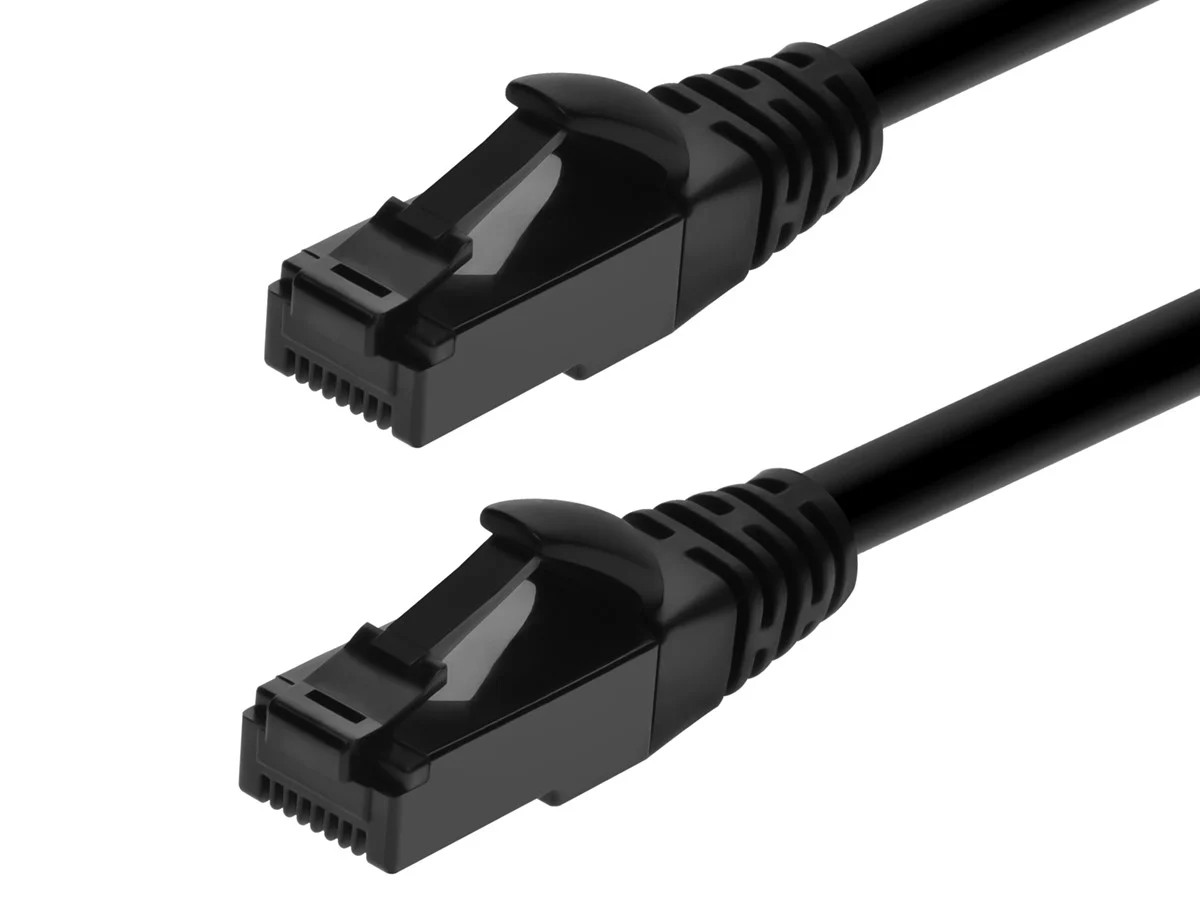 Monoprice Cat6A Flexible TPE Patch Cable 15 Feet Black UTP 24AWG 500MHz RJ45