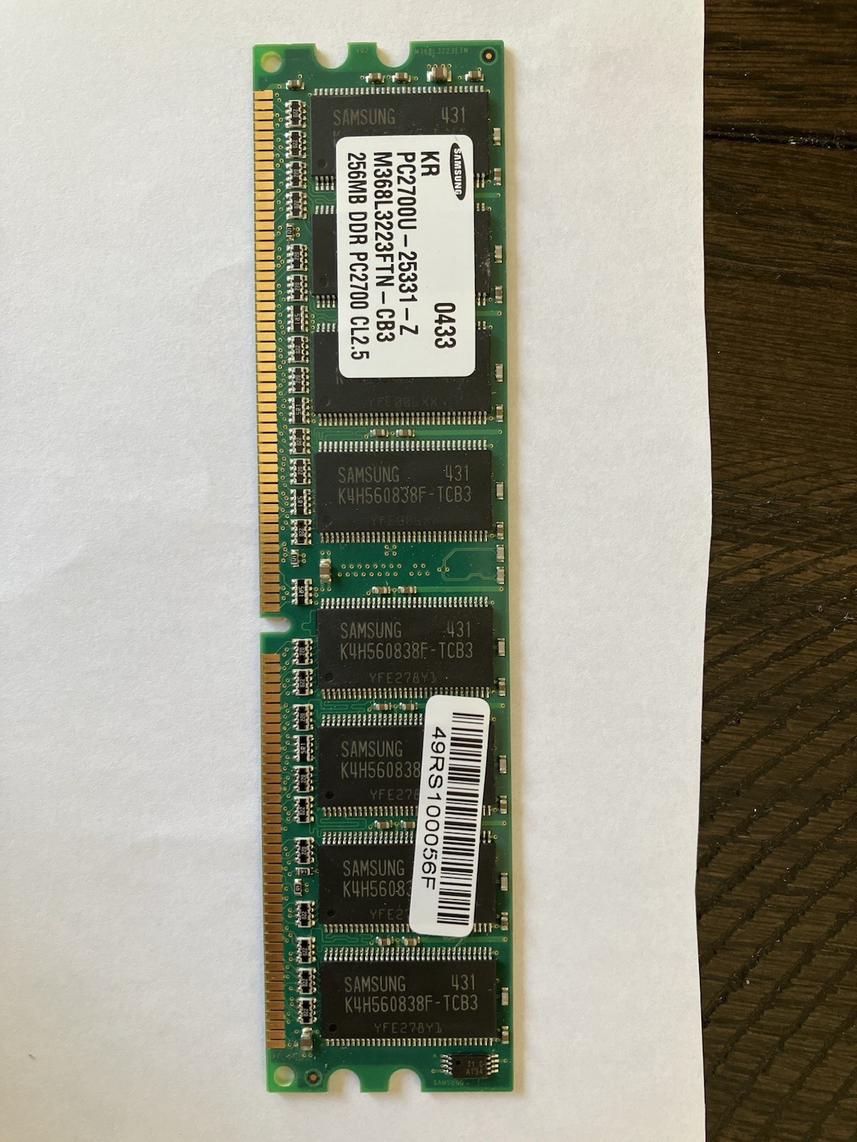 SAMSUNG 256MB DDR PC2100U-25330-A0 CL2.5 175924-001 Memory Module RAM