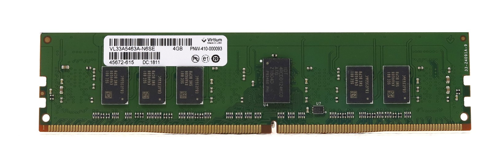 Virtium 4GB 1Rx8 PC4-17000 DDR4-2133MHz ECC REG Server RAM P/N: VL33A5463A-N6SE
