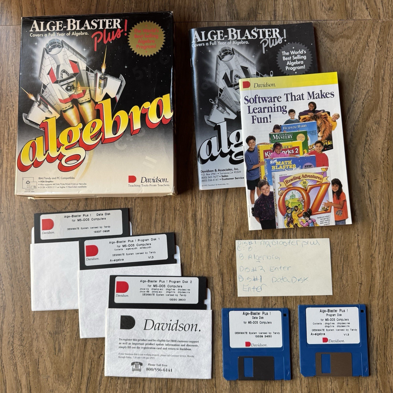 Alge-Blaster Plus Algebra MS-DOS PC Vintage Software w Box Disks Manual