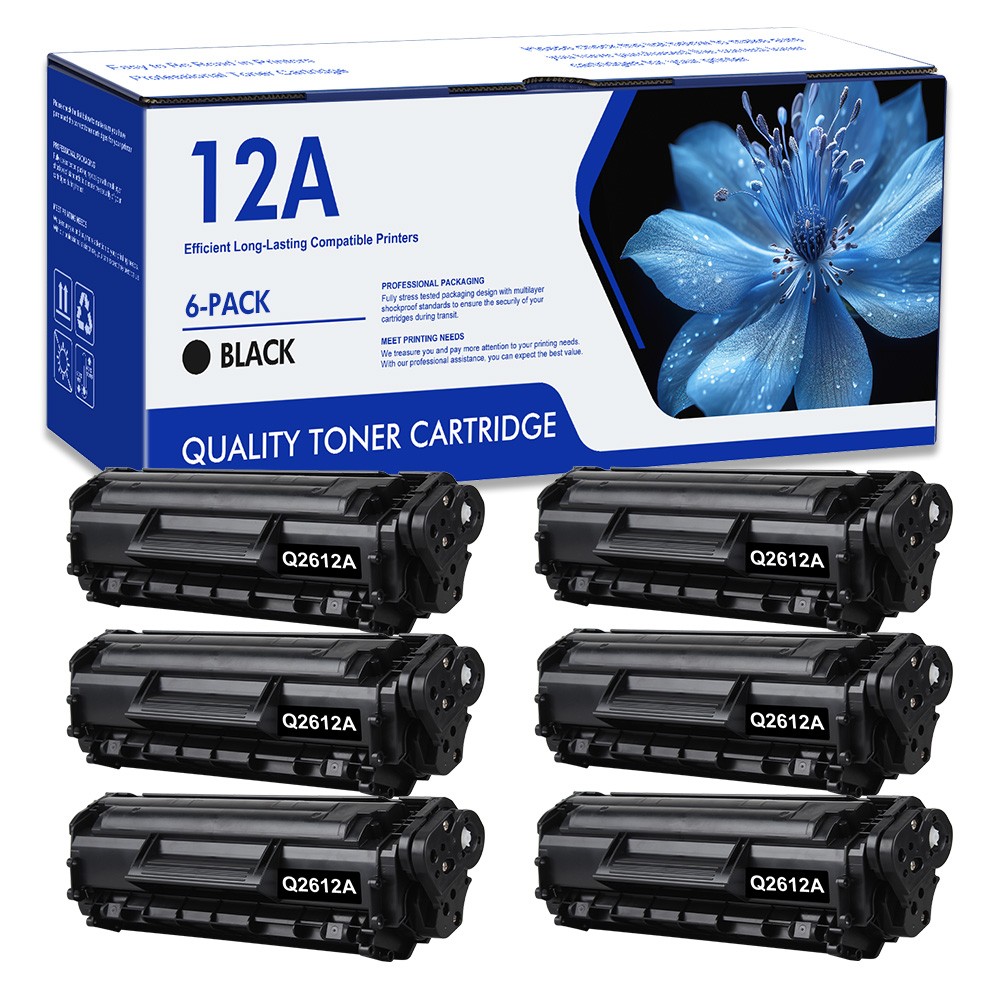 6-Pack Q2612A 12A Toner Cartridges For HP LaserJet 1015 1018 1020 3030 3050