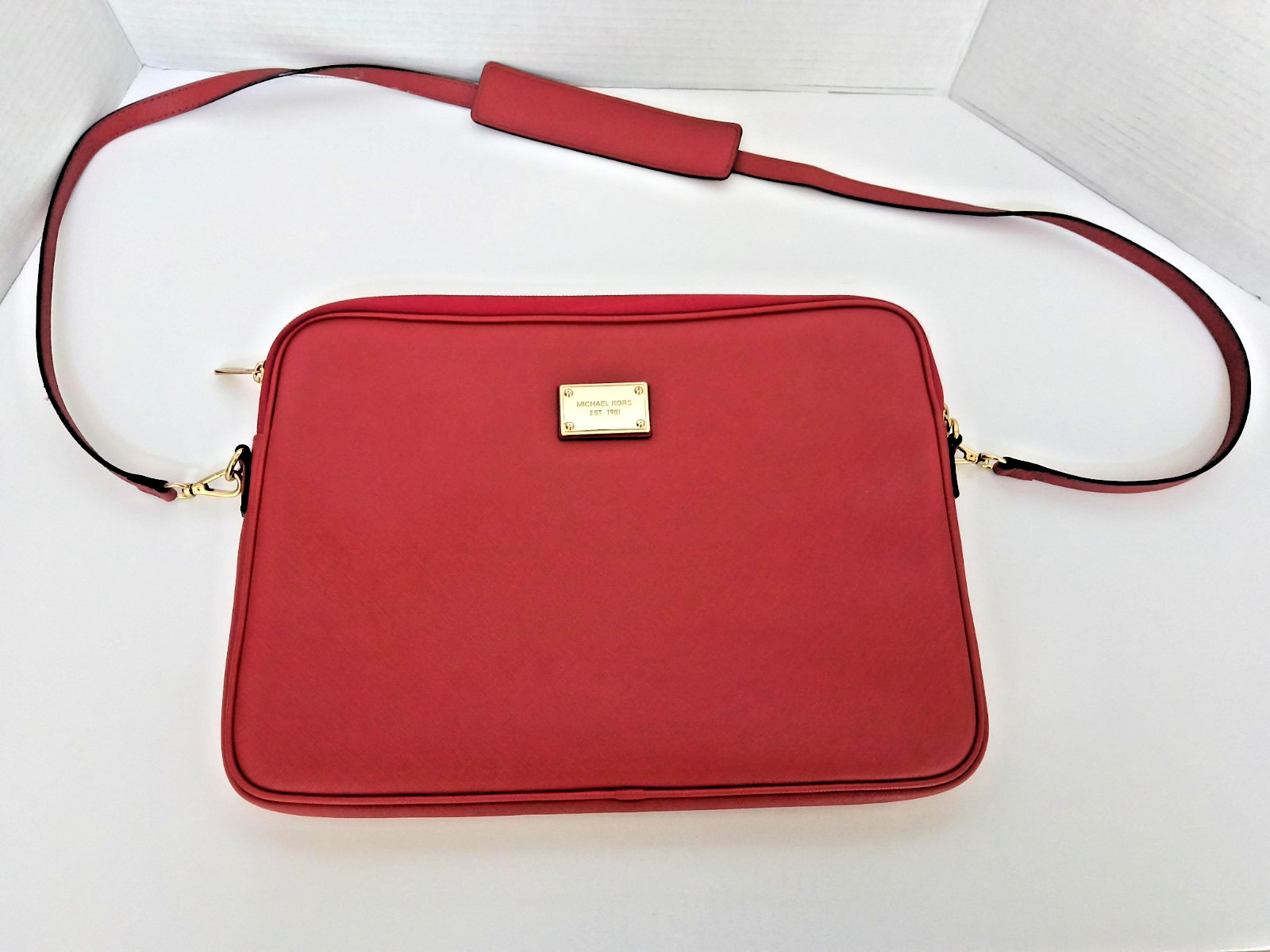 Michael Kors 13 Inch Laptop Sleeve Case Red Neoprene Padded Zipper MacBook Air🍁