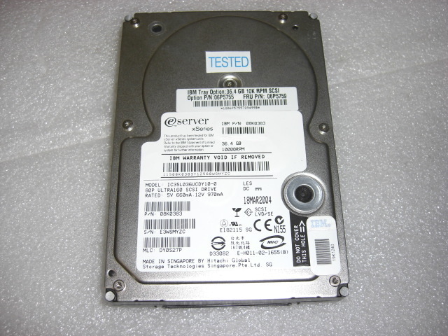 IBM 06P5759 06P5755 36.4GB 10K SCSI Hard Drive TESTED