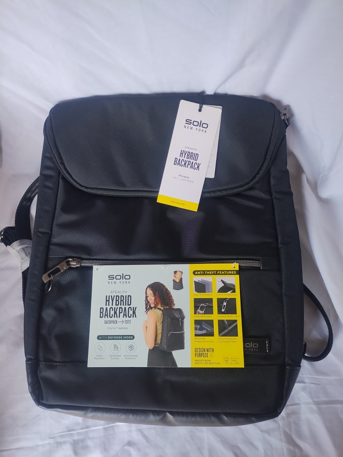 Solo New York Stealth Hybrid Backpack, Black - with Anti-Theft Features