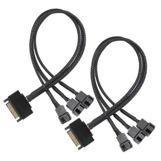 Gebildet 2pcs SATA to 3 Way 3 Pin / 4 Pin PMW 12V PC Case Fan Power SATA 1 to 3