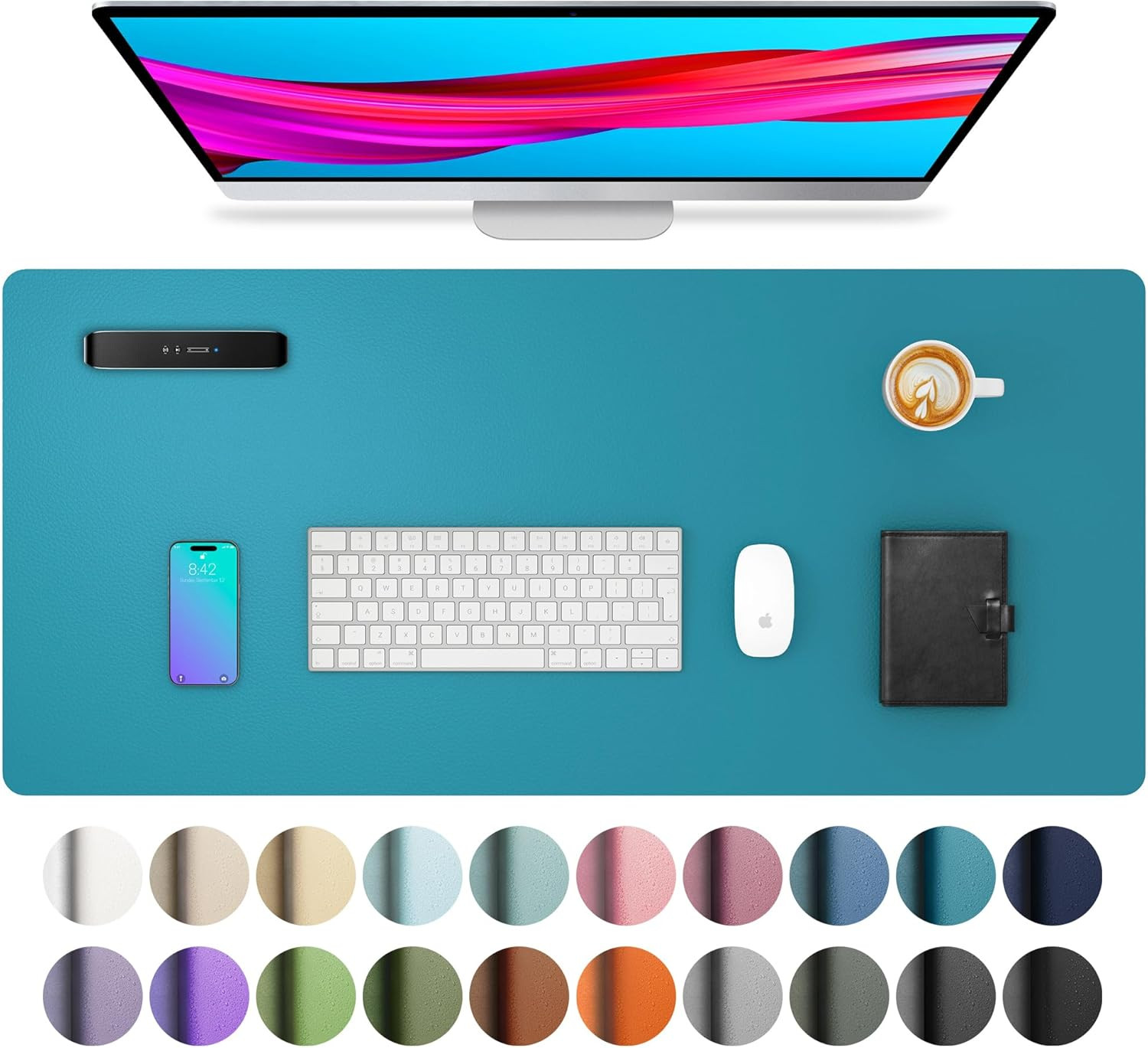 Aothia Leather Desk Pad Protector, Mouse Pad, Office Desk Mat, Non-Slip PU Leath