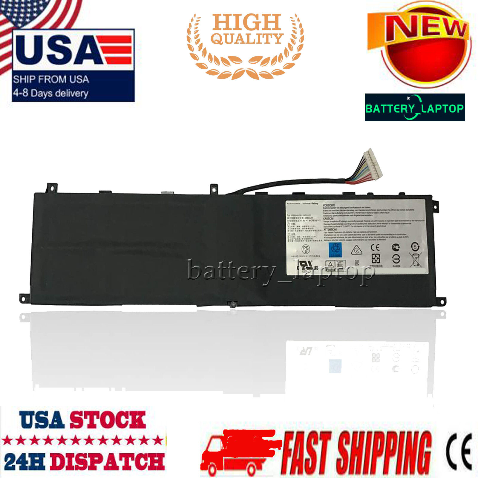 Laptop for MSI GS65 Stealth 9SD MS-16Q4 Replacement Battery 15.2V  BTY-M6L
