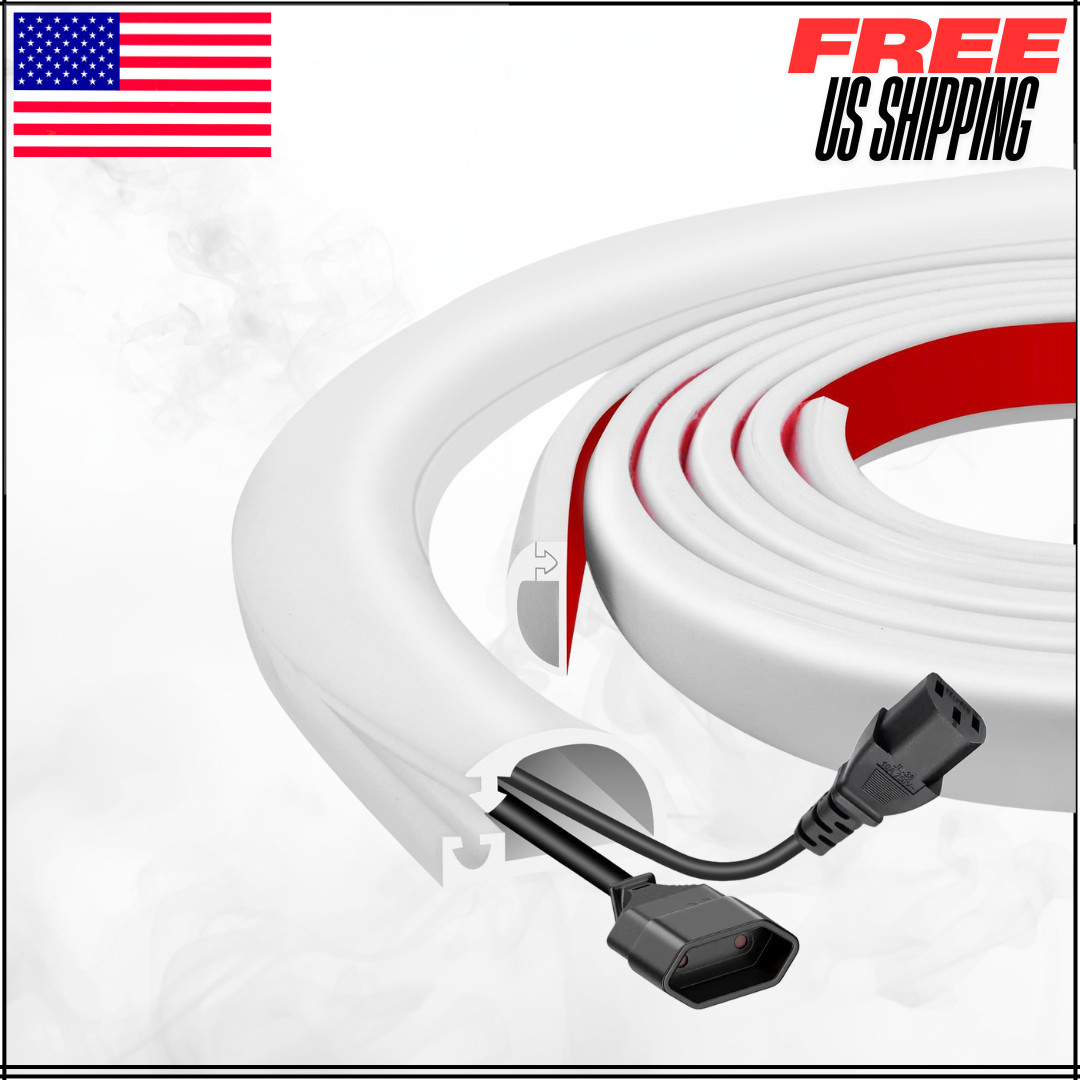 Silicone Wall Wire Hider Side Open Covers Cords 10' Self-Adhesive 0.63"Wx 0.31"H