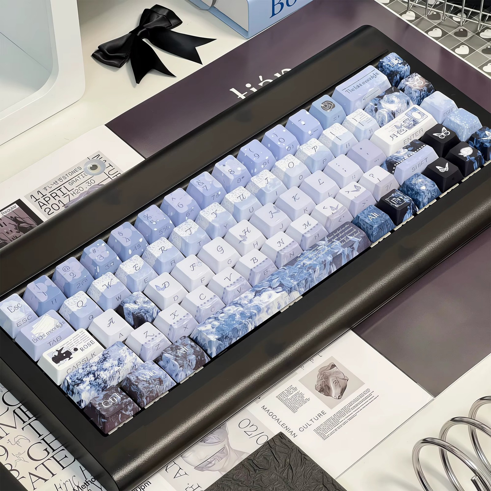 125 Keys Kanagawa PBT Keycaps Cherry Profile Dye-Sub RGB Backlit for MX Switches