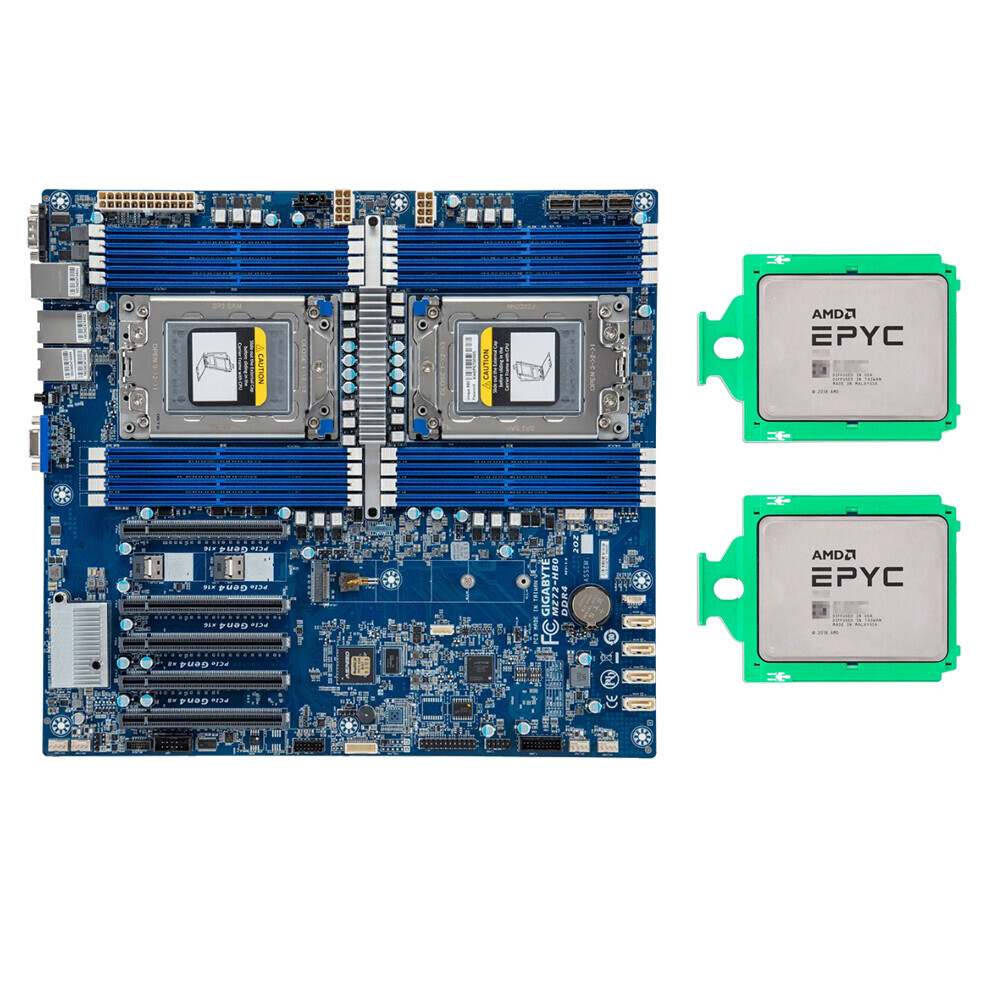 AMD EPYC 7532x2+ Gigabyte MZ72-HB2 REV:4.0 Dual Socket Server Board DDR4 SP3