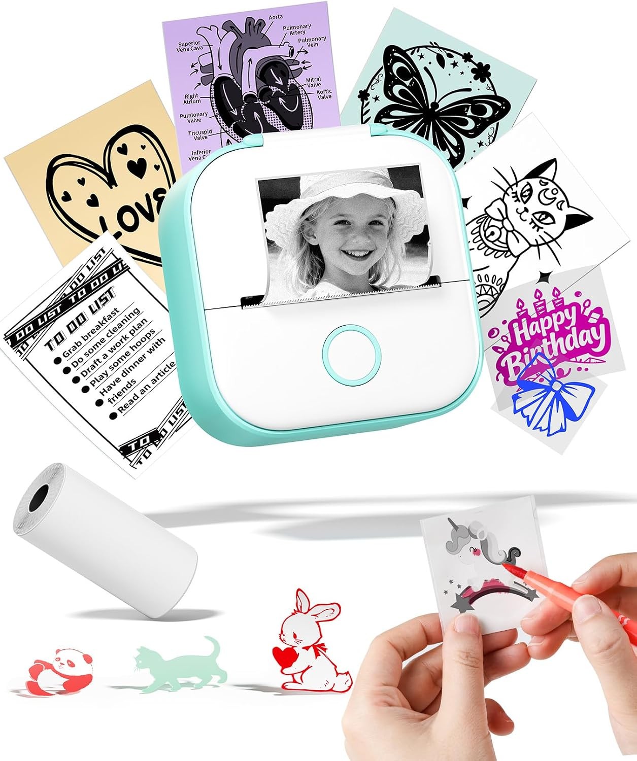Mini Sticker Printer - T02 Mini Thermal Printer AI Sticker Maker for Kids