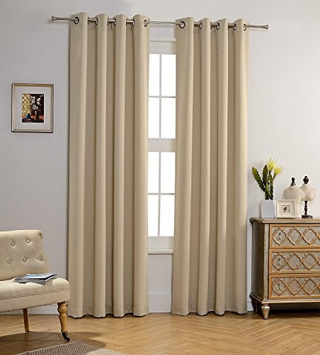  Bedroom Curtains, 84 Inch Long Blackout Curtains 52"W x 84"L (Pack of 1) Beige