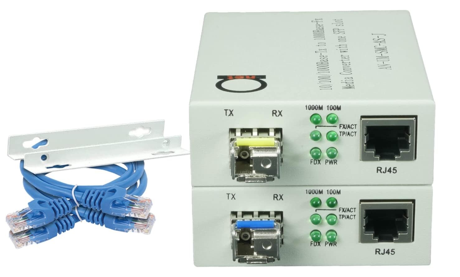 Single Mode LC WDM Single Fiber Bi-Di Gigabit Media Converter - Built-in Fibe...