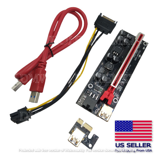 Pack of 2 --- PCI-E 1x to 16x Powered USB 3.0 GPU Riser Extender VER 009S PLUS