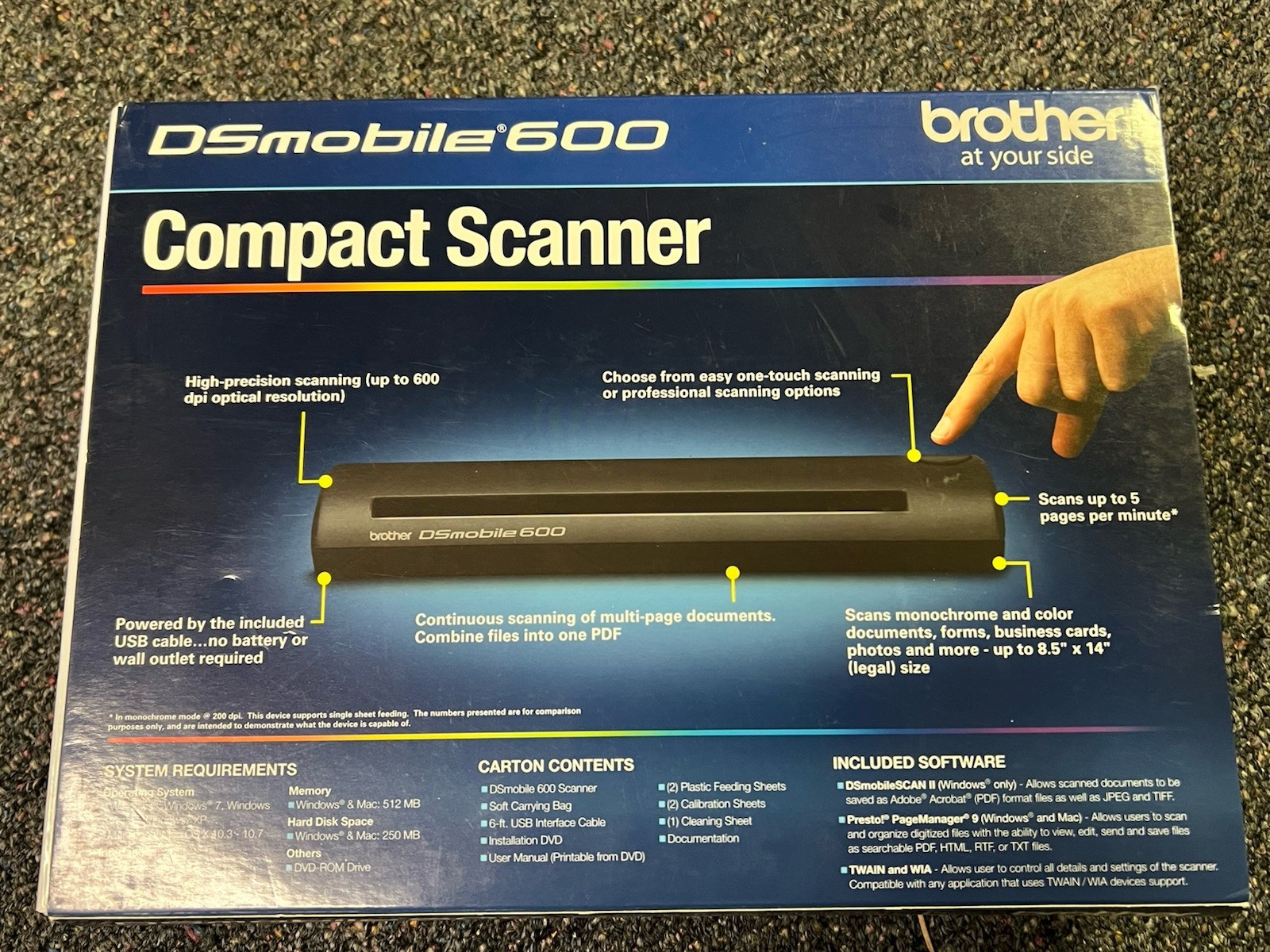 Brother DSmobile 600 Pass-Through Compact Scanner - New Factory Sealed