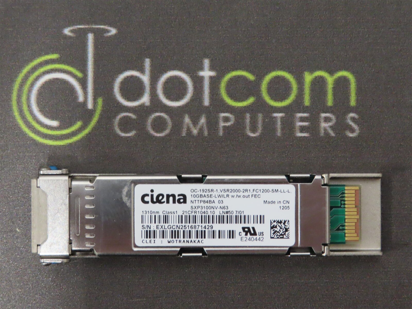 Ciena NTTP84BA 10GBASE-LW/LR OC-192SR-1 VSR2000-2R1 XFP Transceiver WOTRANAKAC