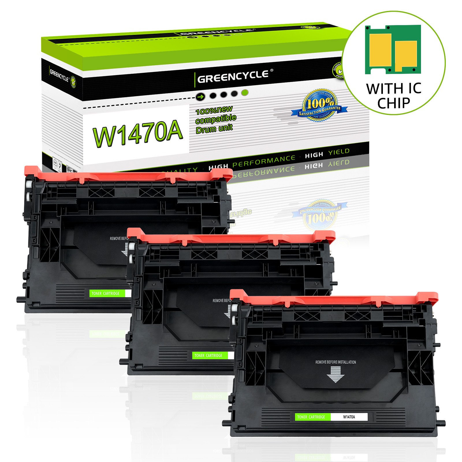 3x W1470A Toner Cartridge with Chip for 147A HP LaserJet M612dn MFP M635h M636fh