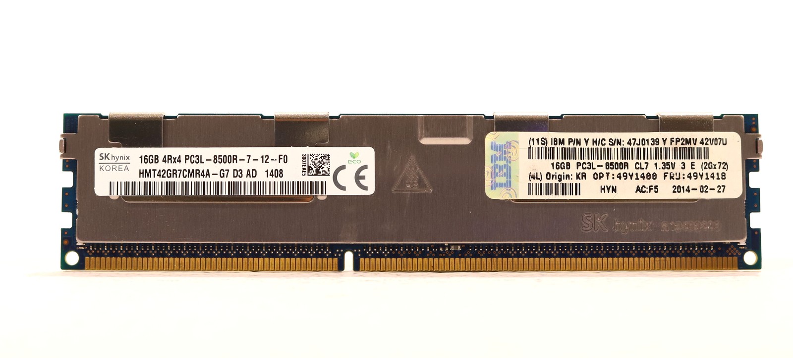 SK Hynix 16GB 4Rx4 PC3L-8500R-7-12-F0 ECC REG Server Memory HMT42GR7CMR4A-G7