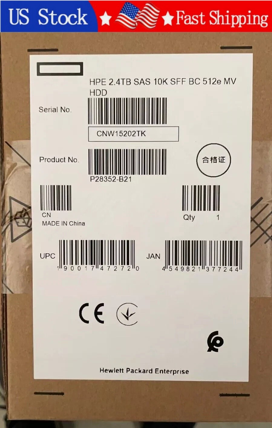 New HPE P28352-B21 P30562-001 2.4TB SAS12G 10K 2.5"SFF BC 512e MV HDD Hard Drive