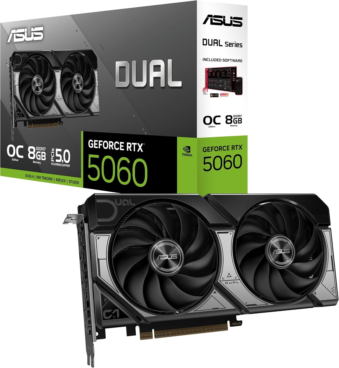 ASUS Dual GeForce RTX 5060 OC 8GB GDDR7 PCIe 5.0 DLSS4 HDMI DP Graphics Card