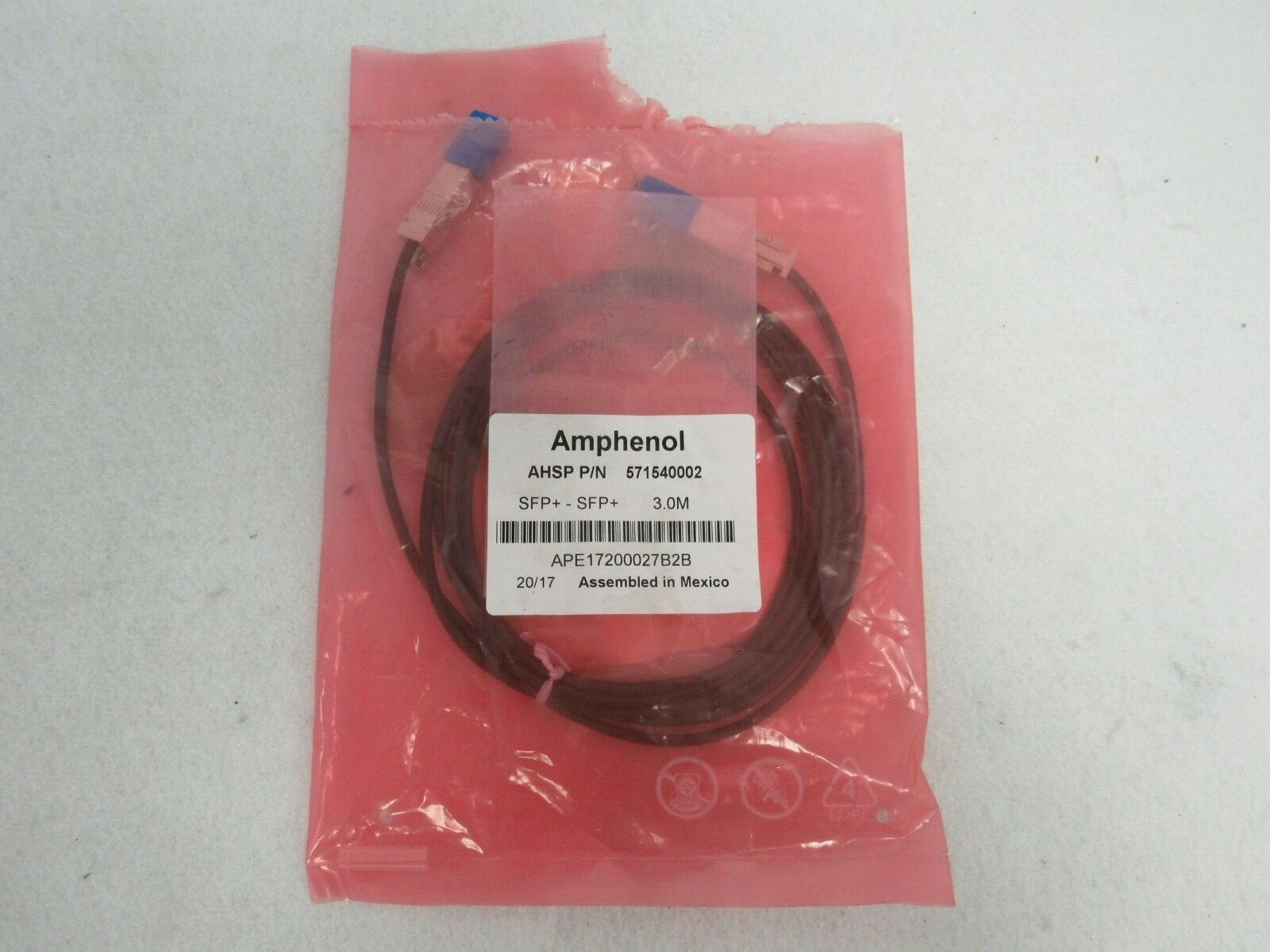 Amphenol 571540002 3M SFP+ 10GbE Direct Attach Passive Copper Cable 39-4