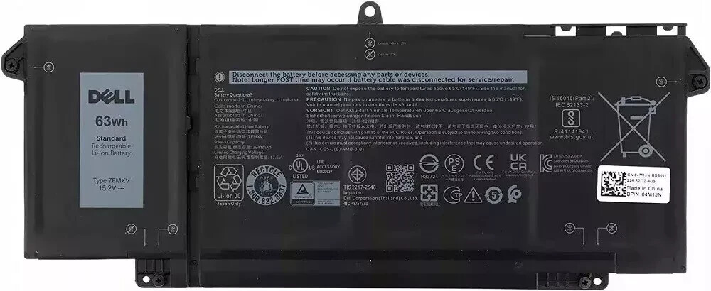 Genuine 63Wh 15.2V 7FMXV Battery For Dell Latitude 5320 7320 7420 7520 Series