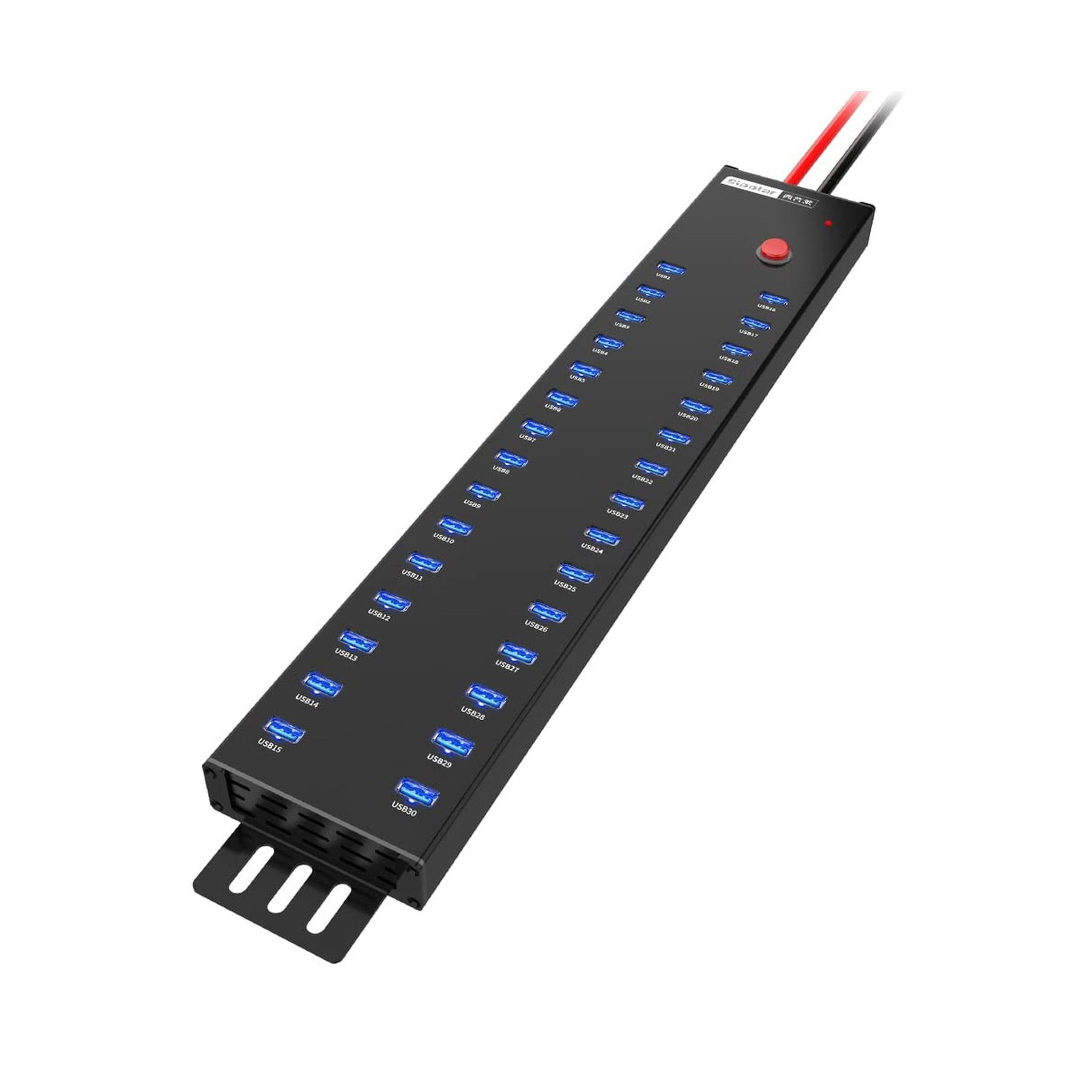 Industrial USB 2.0 Hub 30 Ports with 300W Power Supply Wall Mountable Support...