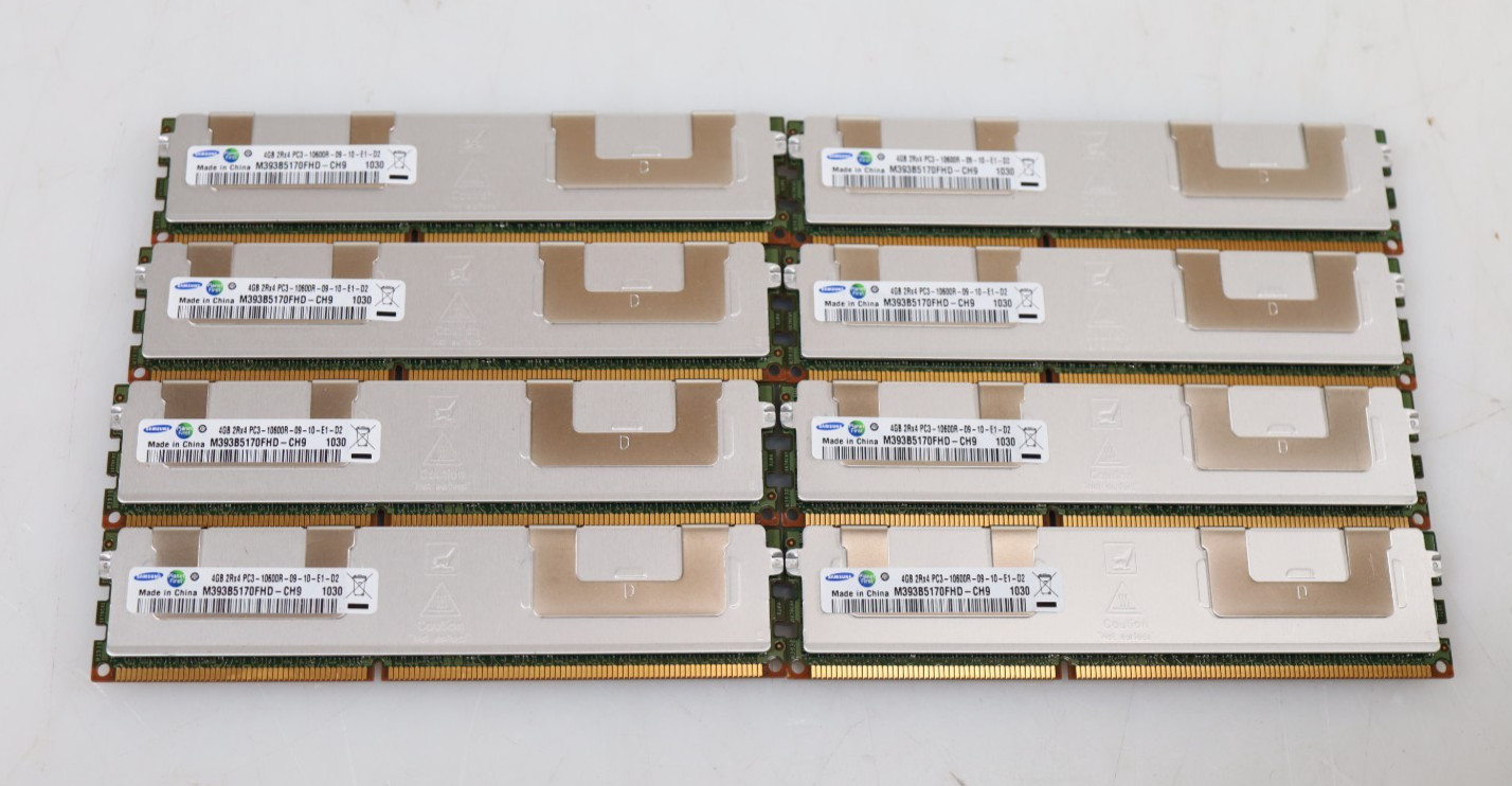 Lot 8x 4GB (32GB) Samsung M393B5170FHD-CH9 PC3-10600R Server Memory