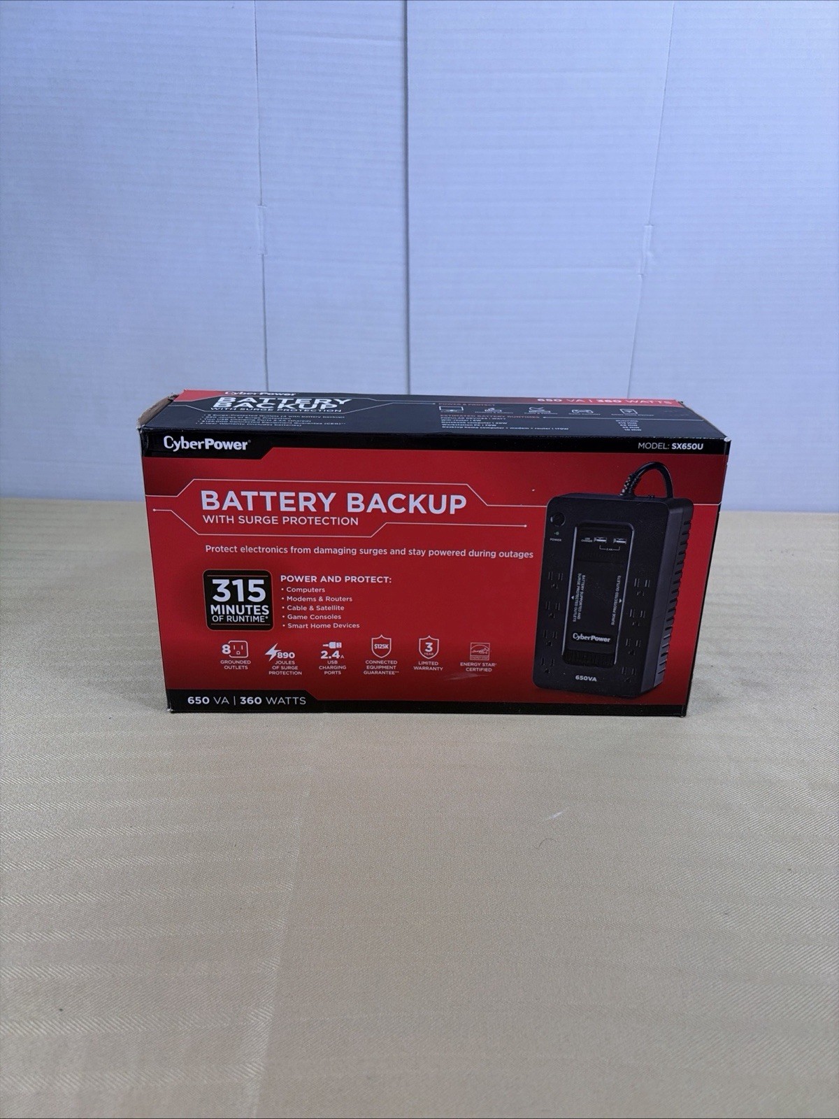CyberPower SX650U 8-Outlet 650VA PC Battery Backup With Surge Protection