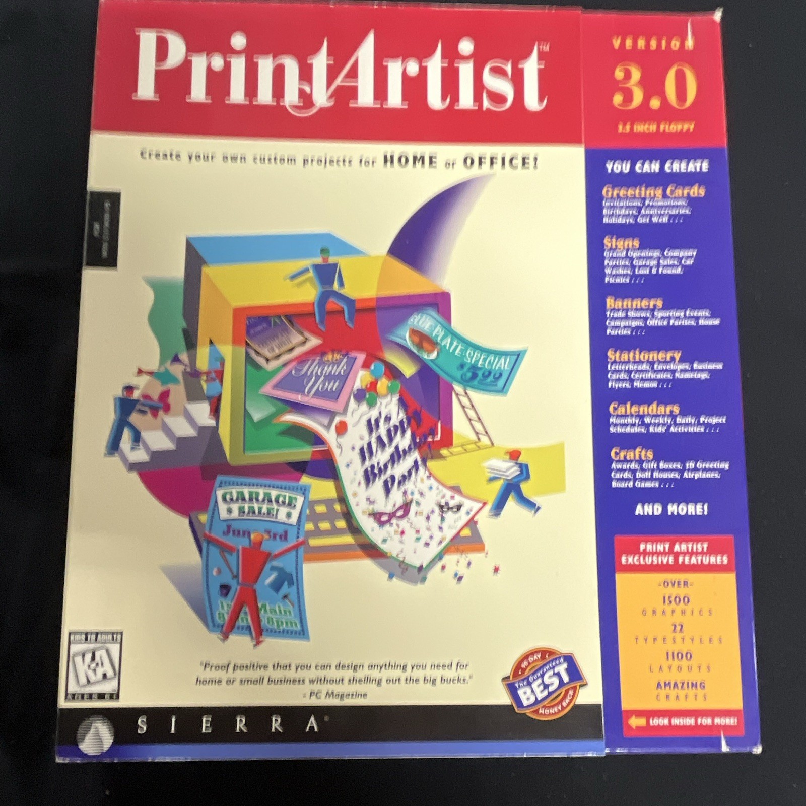 Sierra Print Artist 3.0 Desktop Publishing Software for Windows 3.5" Floppy