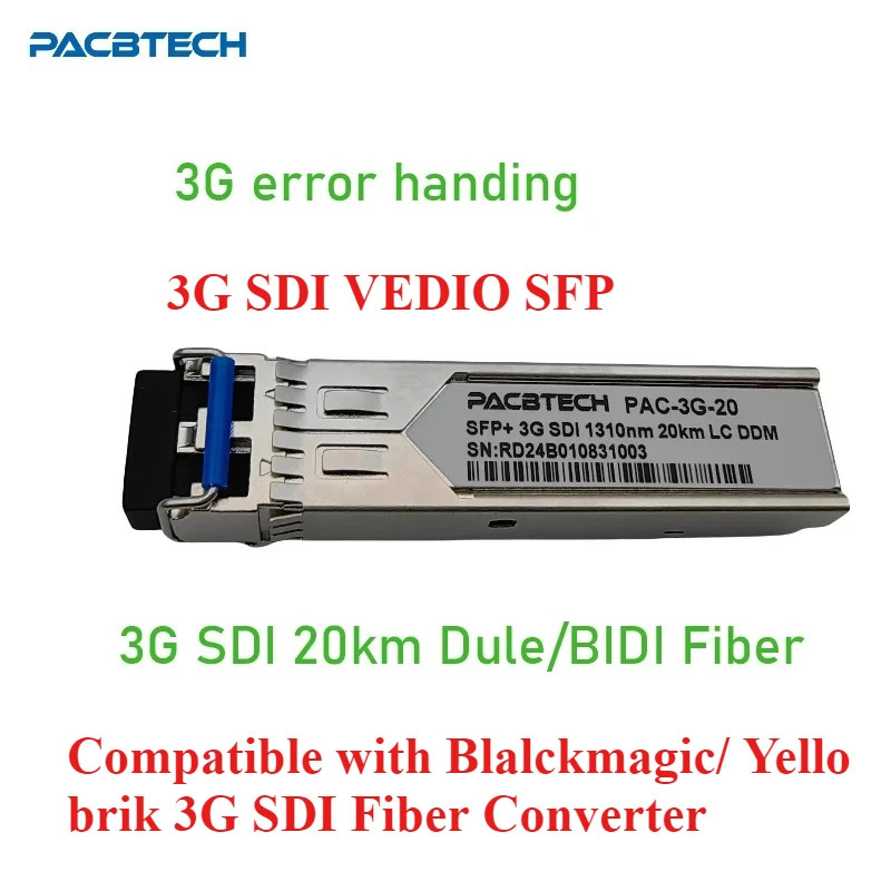 3G 4K Video SDI SFP Dual Fiber 20KM compatible with Blackmagic BMD Yellobrik
