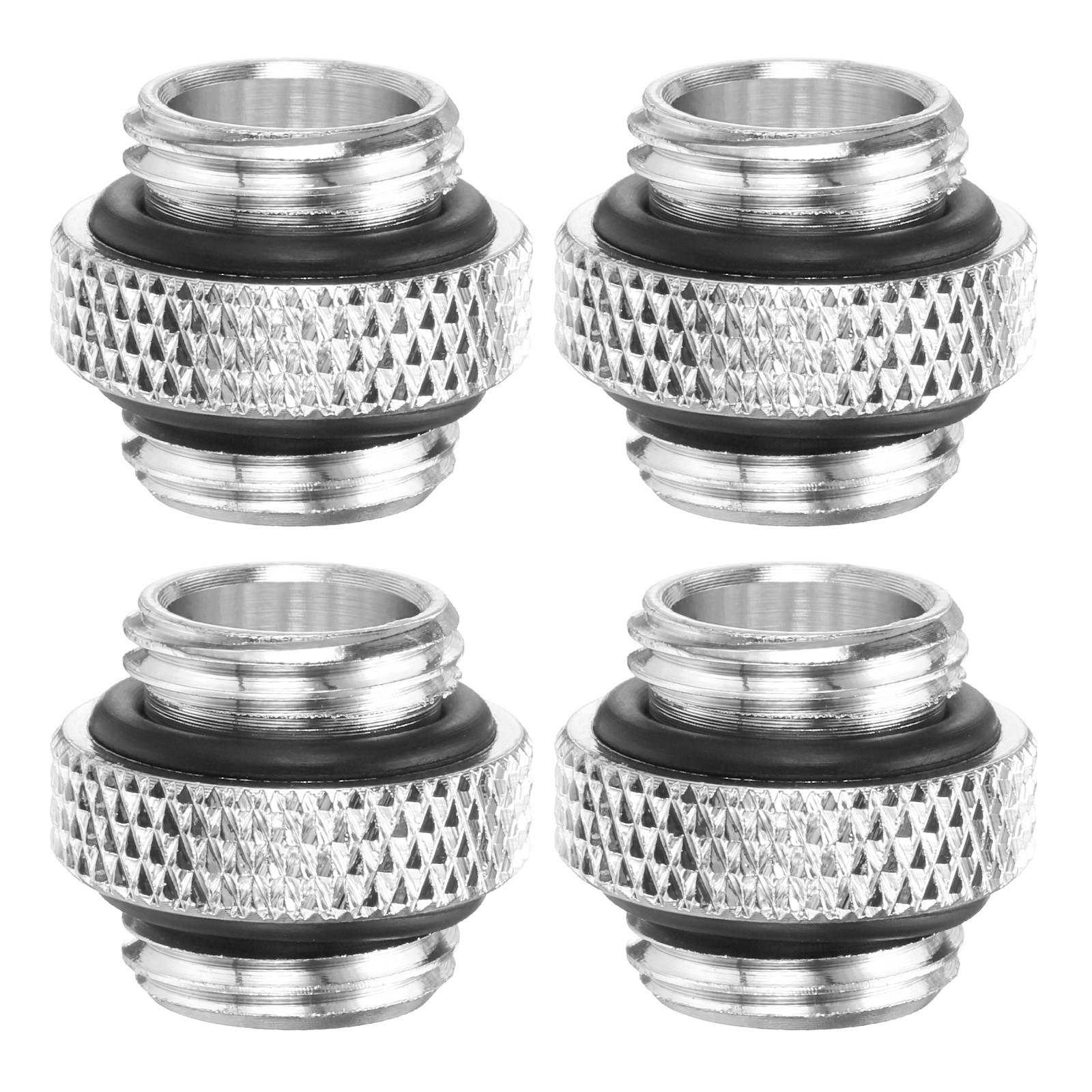 4pcs Water Cooling Adapter G1/4" Male to Male Mini Extender Fitting Silver