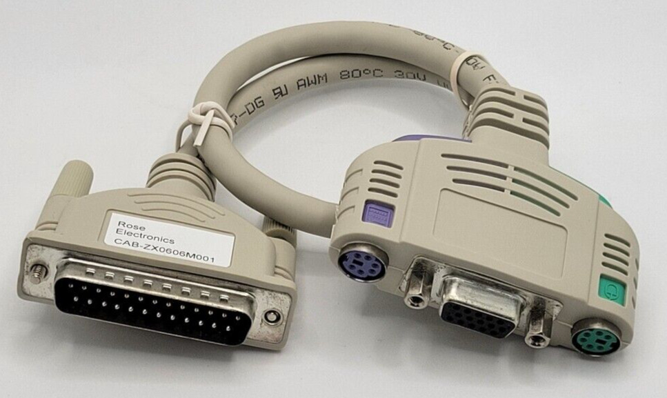 NEW Rose Electronics UltraCable CAB-CX0606M001 1-Ft Db25M ➔ VGA PS/2 KVM Cable